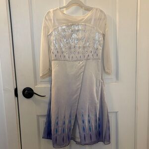 Elegant Disney Elsa velvet dress with sheer organza and rhinestones